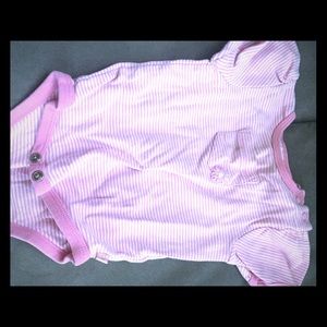 Pink and white striped Osh Kosh onesie